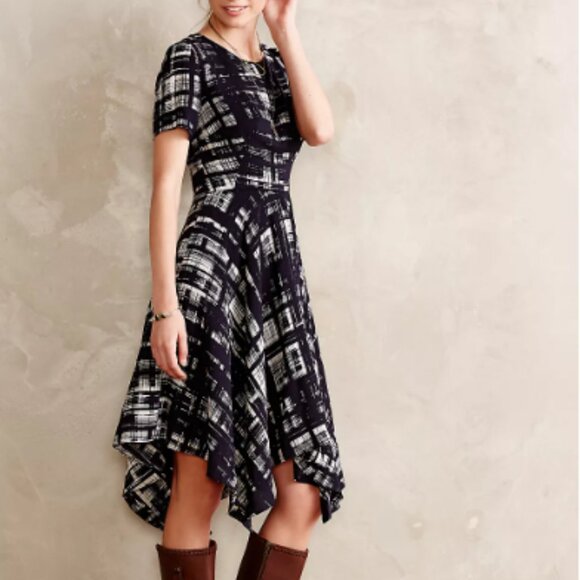 Corey Lynn Calter Painted Plaid Dress Handkerchief Hem - Anthropologie sz 2 - Picture 13 of 14